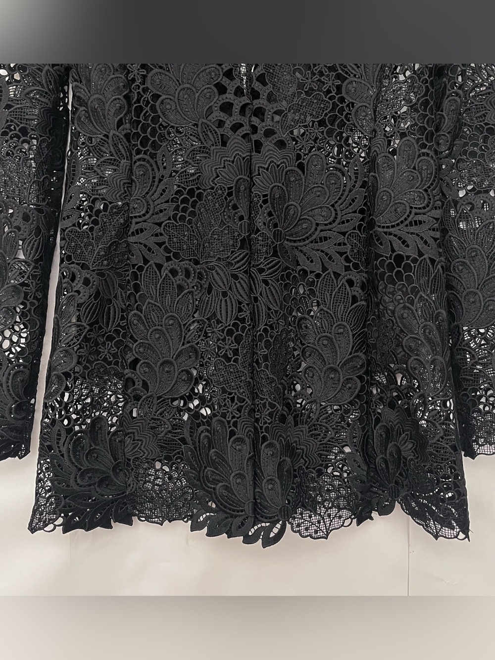 Elie Tahari Floral Crochet Lace Blazer Modern Unlined Pockets Size 0 Black - Picture 9 of 16